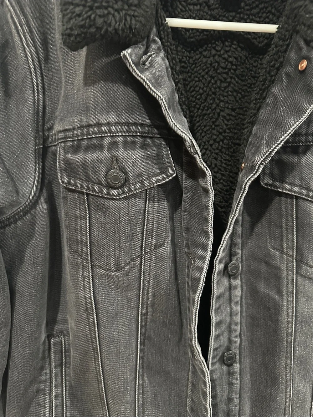 Old Navy Kids' Black Sherpa-Lined Denim Jacket Size XL